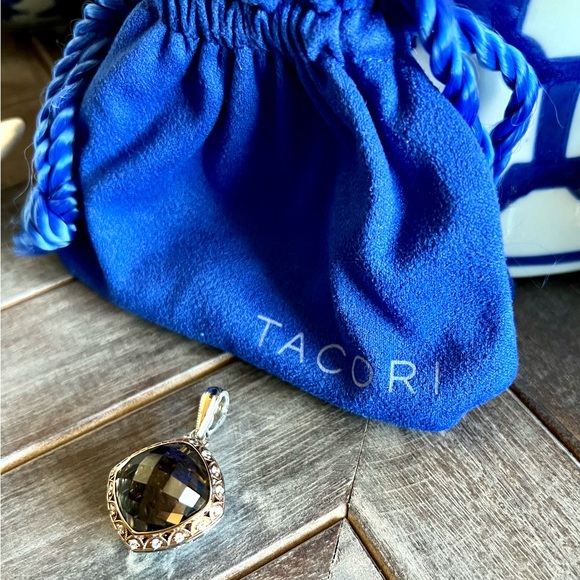 TACORI 18K Rose Gold & 92.5 SSilver Smokey Quartz & Diamond Pendant on SS Chain - Picture 6 of 16